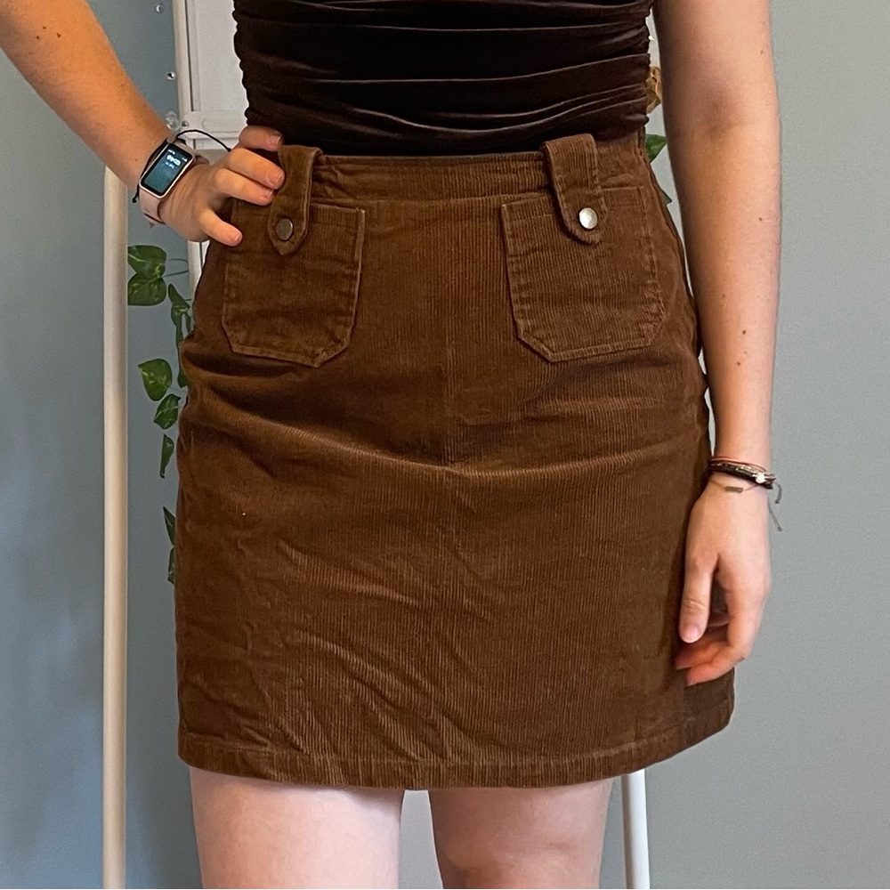 Vintage Brown Corduroy Mini Skirt